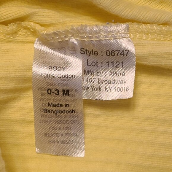 Yellow Ruffled Sleeve Baby Bodysuit 0-3M - Picture 5 of 10